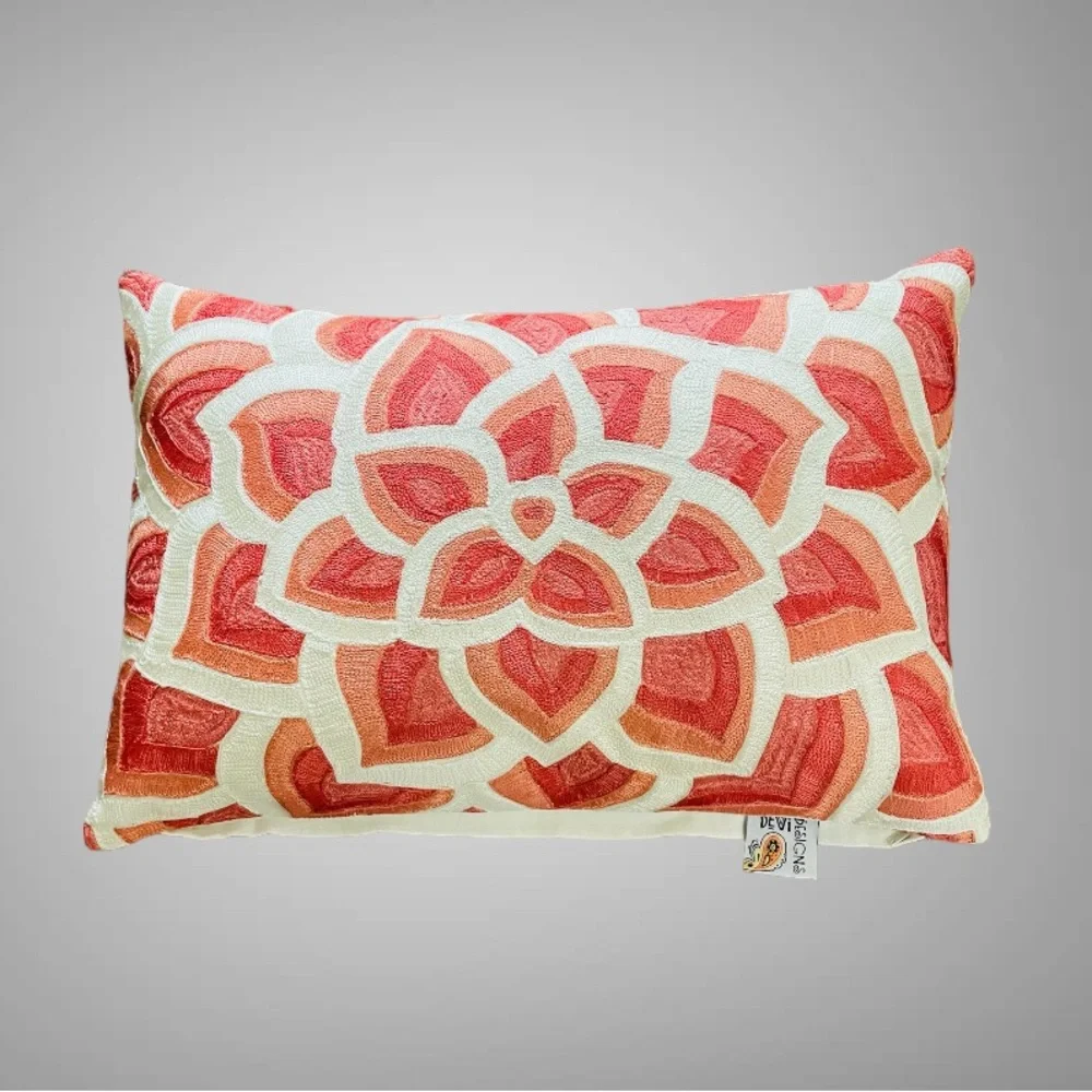DEVI DESIGNS EMBROIDERED DECORATIVE PILLOW 19x13 down insert
